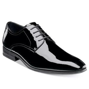 13 3E WIDE Florsheim Men's Tux Plain Toe Black Patent Leather Oxford Dress Shoes